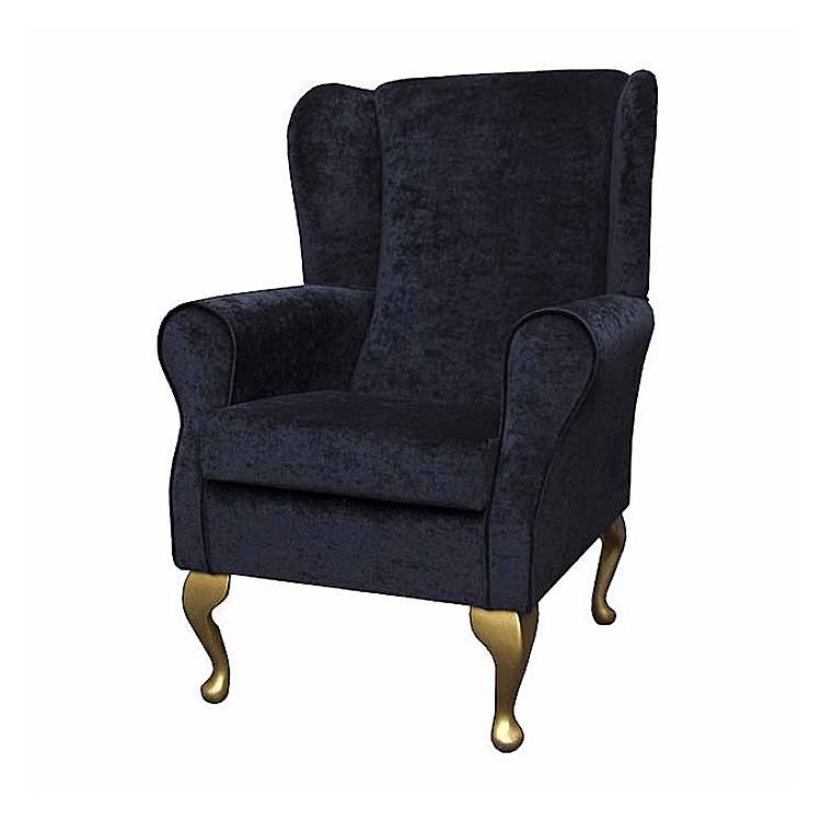 Standard Wingback Chair in a Pastiche Black Fabric SR18074 | Beaumont
