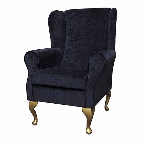 Standard Wingback Chair in a Pastiche Black Fabric SR18074 | Beaumont