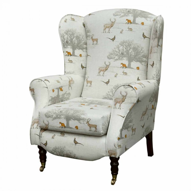 Duchess Wingback Armchair in a Tatton Autumn Print Fabric | Beaumont Duchess Wingback Armchair in a Tatton Autumn Print Fabric | Beaumont