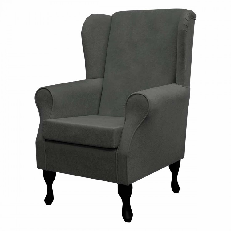 Standard Wingback Westoe Chair in a Plush Steel Grey Fabric | Beaumont Standard Wingback Westoe Chair in a Plush Steel Grey Fabric | Beaumont