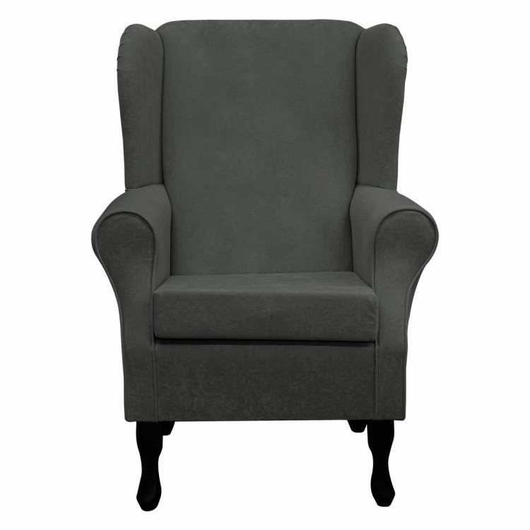 Standard Wingback Westoe Chair in a Plush Steel Grey Fabric | Beaumont Standard Wingback Westoe Chair in a Plush Steel Grey Fabric | Beaumont