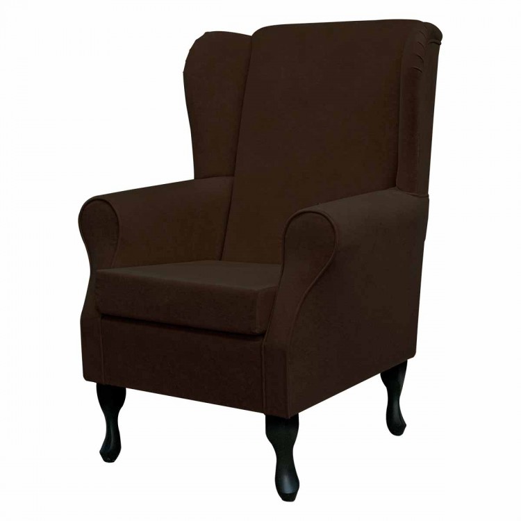 Standard Wingback Westoe Chair in Plush Brown Fabric | Beaumont