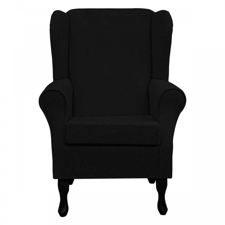 Standard Wingback Westoe Chair in a Plush Black Fabric | Beaumont