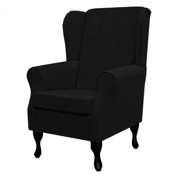 Standard Wingback Fireside Westoe Chair in a Plush Midnight Black Fabric
