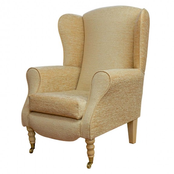 Duchess Wingback Armchair in a Maida Vale Plain Gold Fabric