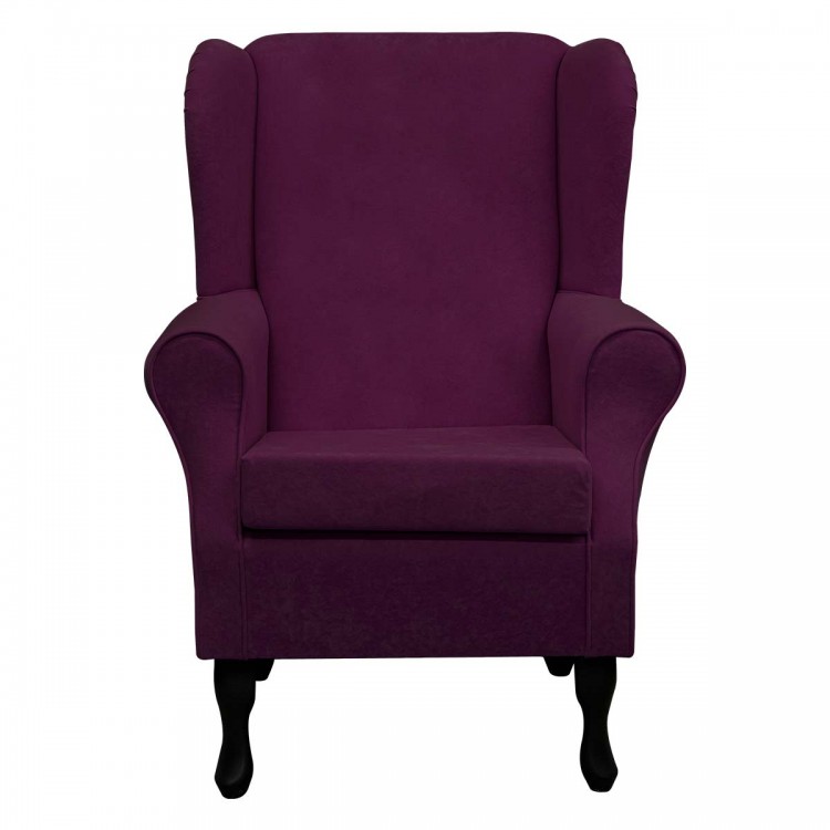 Standard Wingback Westoe Chair in Plush Plum Purple Fabric | Beaumont