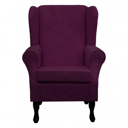 Standard Wingback Westoe Chair in Plush Plum Purple Fabric | Beaumont