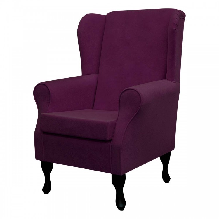 Standard Wingback Westoe Chair in Plush Plum Purple Fabric | Beaumont