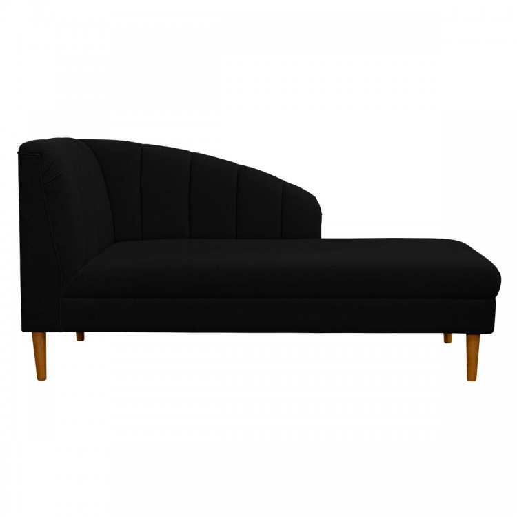 Seashell Chaise Longue Daybed in Plush Midnight Black Fabric | Beaumont