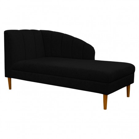 Seashell Chaise Longue Daybed in Plush Midnight Black Fabric | Beaumont