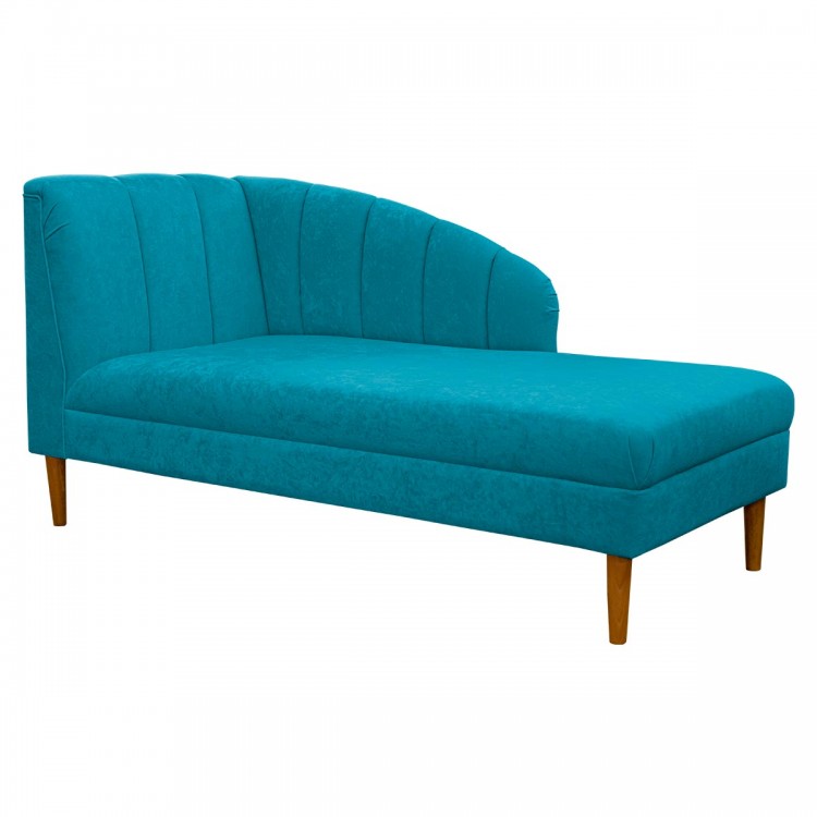 Seashell Chaise Longue Daybed in Plush Light Blue Fabric | Beaumont