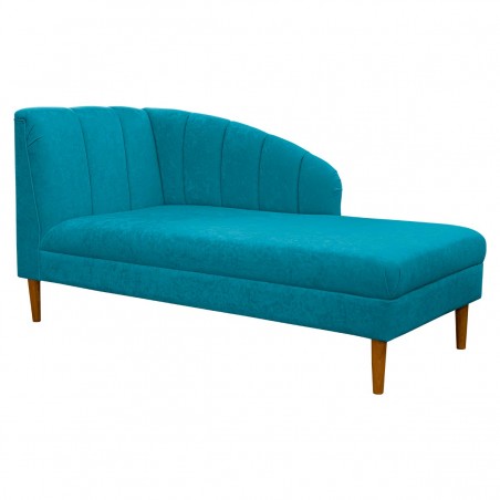 Seashell Chaise Longue Daybed in Plush Light Blue Fabric | Beaumont