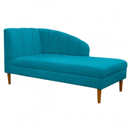 Seashell Chaise Longue Daybed in Plush Light Blue Fabric | Beaumont