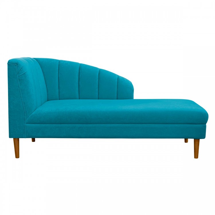 Seashell Chaise Longue Daybed in Plush Light Blue Fabric | Beaumont