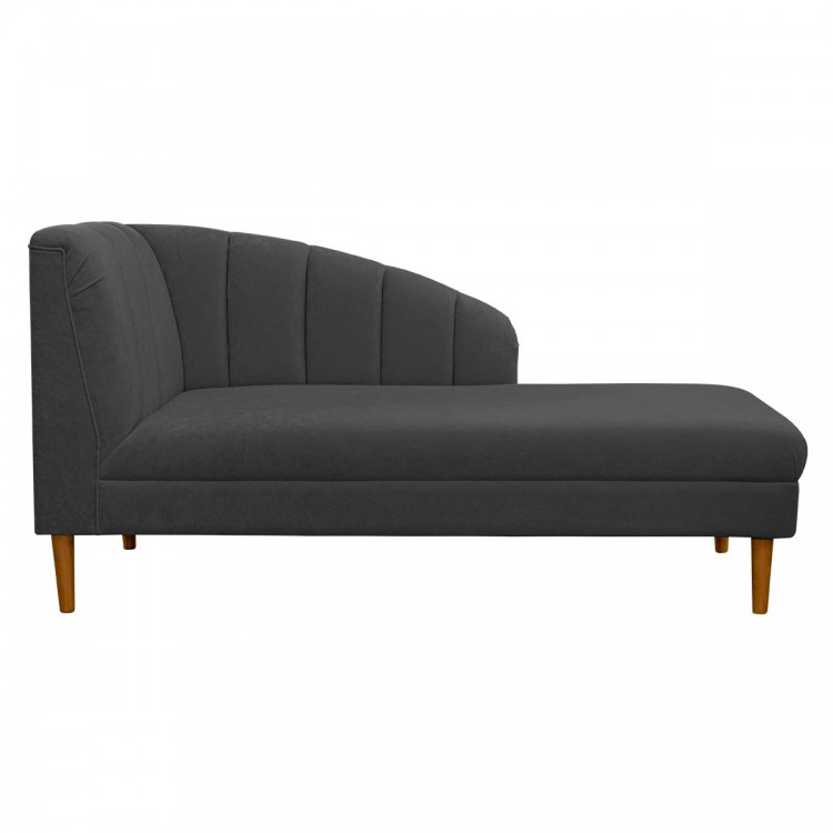 Seashell Chaise Longue Daybed in Plush Steel Grey Fabric | Beaumont