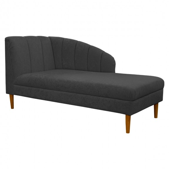 Seashell Chaise Longue Daybed in Plush Steel Grey Fabric | Beaumont