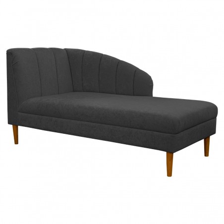 Seashell Chaise Longue Daybed in Plush Steel Grey Fabric | Beaumont
