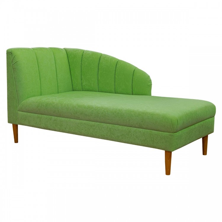 Seashell Chaise Longue Daybed in Plush Grass Green Fabric | Beaumont