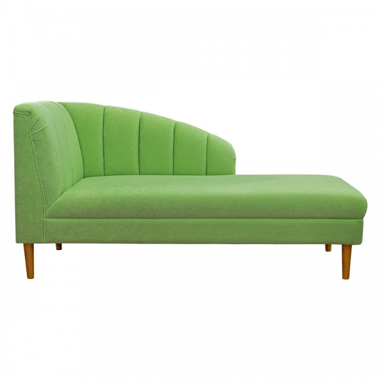 Seashell Chaise Longue Daybed in Plush Grass Green Fabric | Beaumont