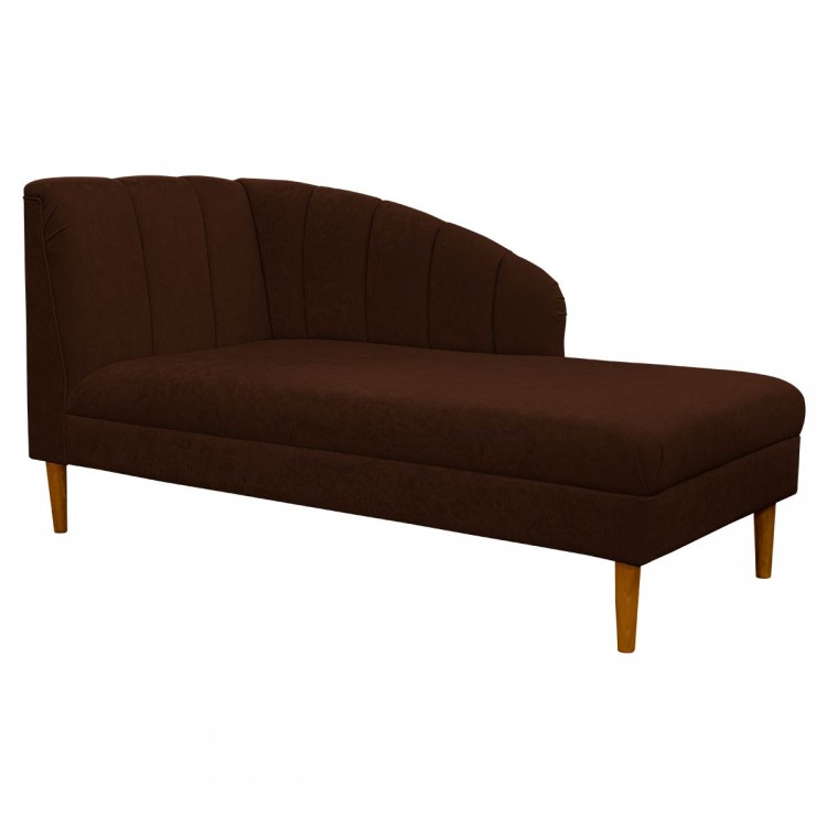Seashell Chaise Longue Daybed in Plush Chocolate Brown Fabric | Beaumont