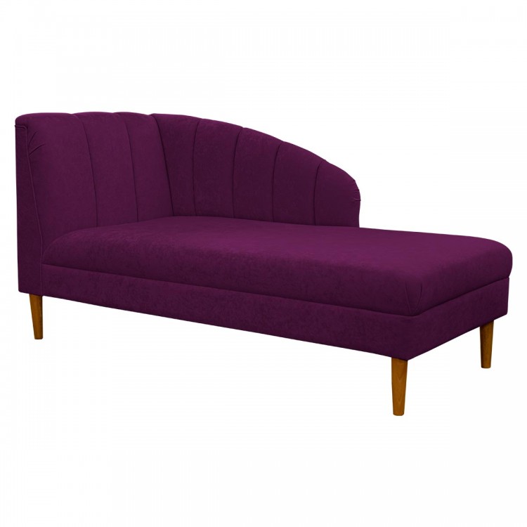 Seashell Chaise Longue Daybed in Plush Plum Purple Fabric | Beaumont