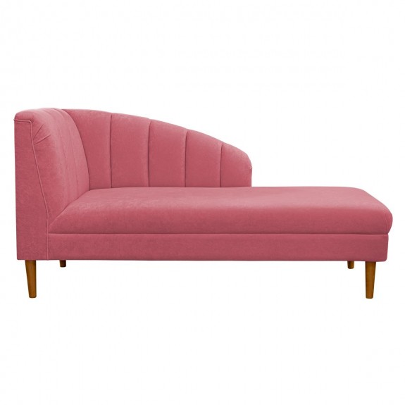 70" Large Seashell Chaise Longue Daybed in a Plush Flamingo Pink Fabric