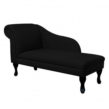 Medium Chaise Longue in a Plush Black | Beaumont
