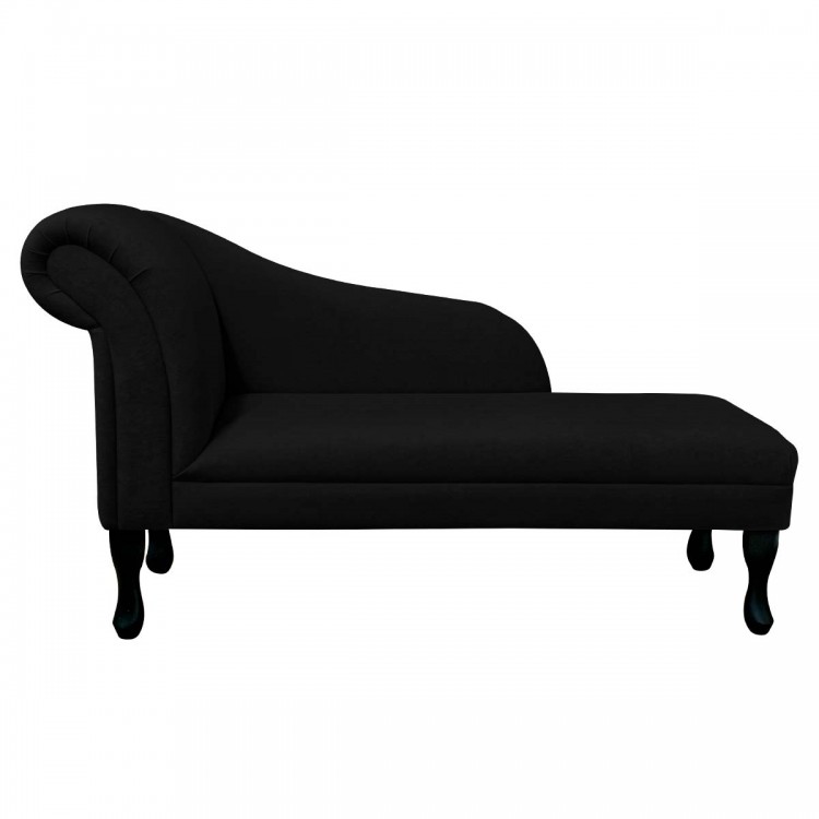 Medium Chaise Longue in a Plush Black | Beaumont