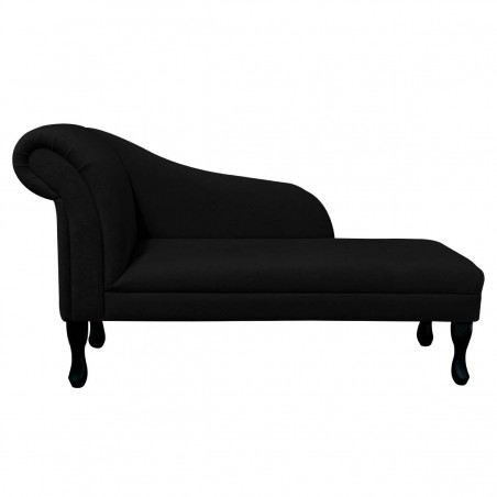Medium Chaise Longue in a Plush Black | Beaumont
