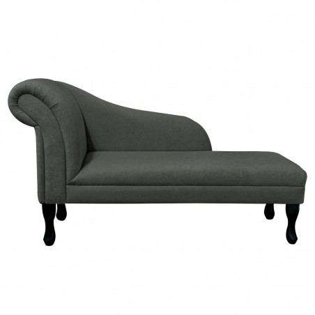 Medium Chaise Longue in a Plush Steel Grey Fabric | Beaumont