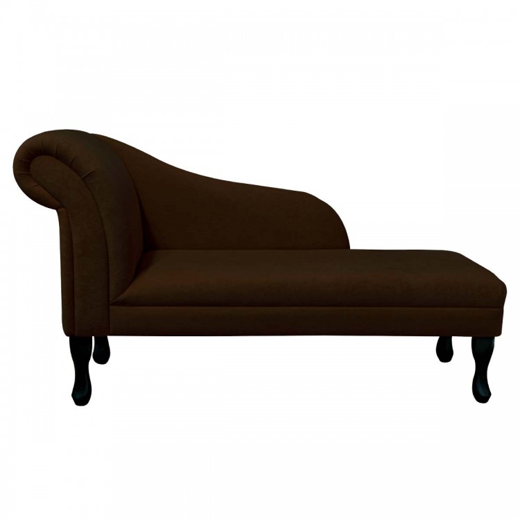 Medium Chaise Longue in a Plush Chocolate Brown Fabric | Beaumont