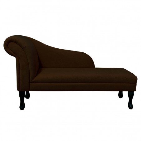 Medium Chaise Longue in a Plush Chocolate Brown Fabric | Beaumont