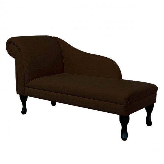 Medium Chaise Longue in a Plush Chocolate Brown Fabric | Beaumont