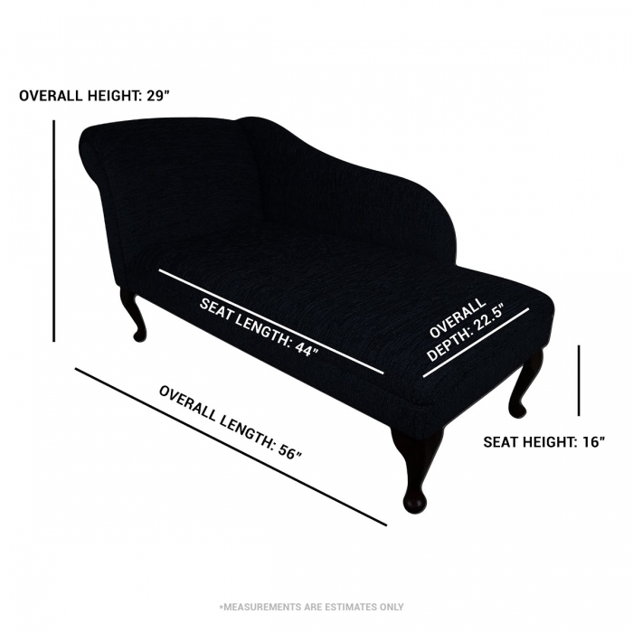 Medium Chaise Longue in Plush Midnight Black Fabric | Beaumont