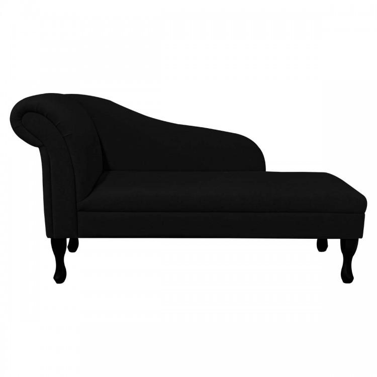 Medium Chaise Longue in Plush Midnight Black Fabric | Beaumont