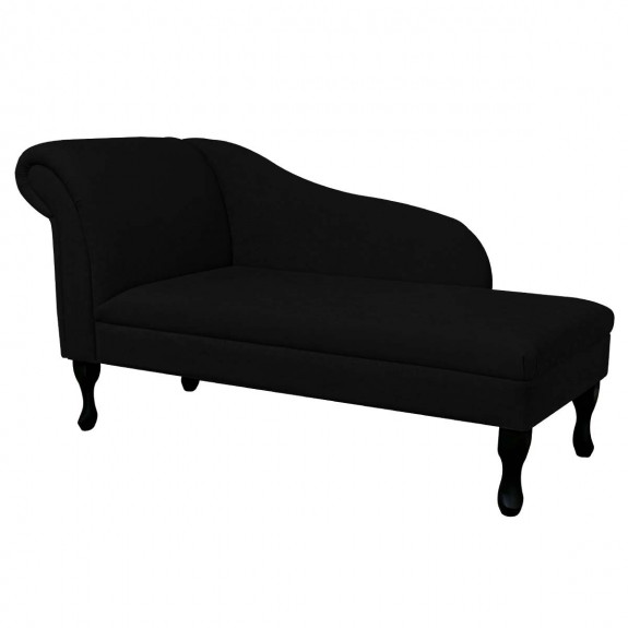 Medium Chaise Longue in Plush Midnight Black Fabric | Beaumont