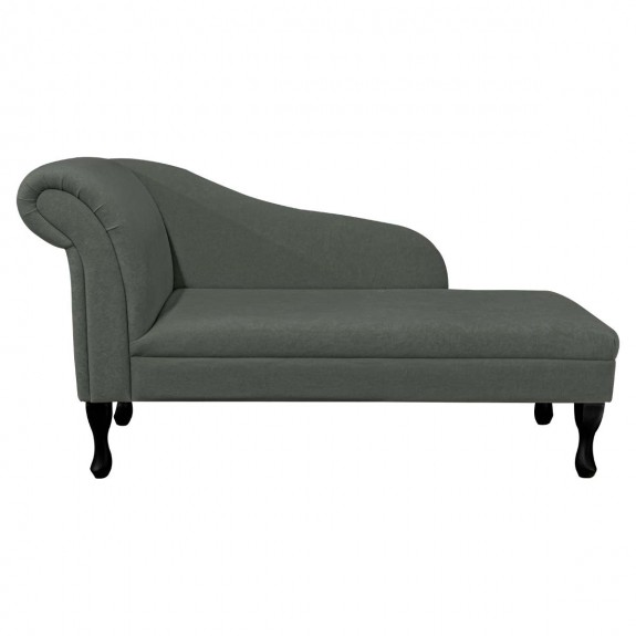 56" Medium Chaise Longue in a Plush Steel Grey Fabric