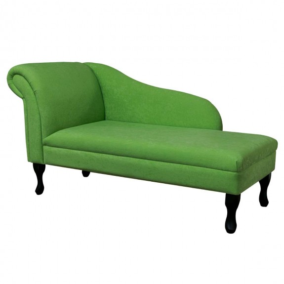 Medium Chaise Longue in Plush Grass Green Fabric | Beaumont