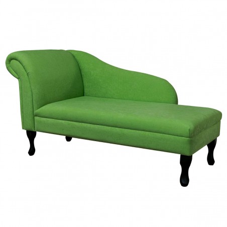Medium Chaise Longue in Plush Grass Green Fabric | Beaumont