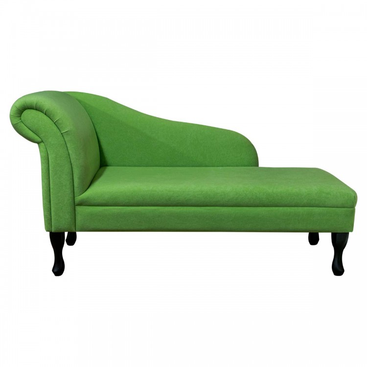 Medium Chaise Longue in Plush Grass Green Fabric | Beaumont