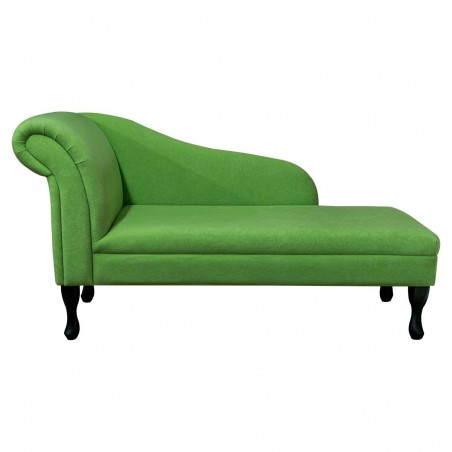 Medium Chaise Longue in Plush Grass Green Fabric | Beaumont