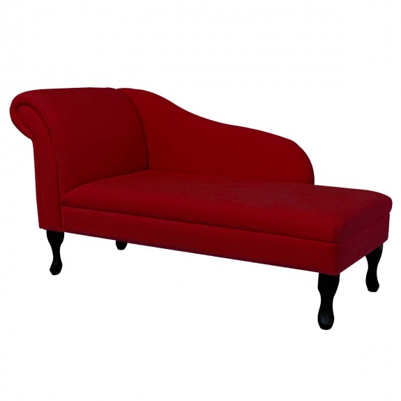 Medium Chaise Longue in Plush Postbox Red Fabric | Beaumont
