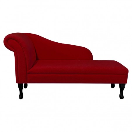 Medium Chaise Longue in Plush Postbox Red Fabric | Beaumont