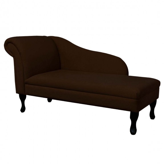 Medium Chaise Longue in Plush Chocolate Brown Fabric | Beaumont