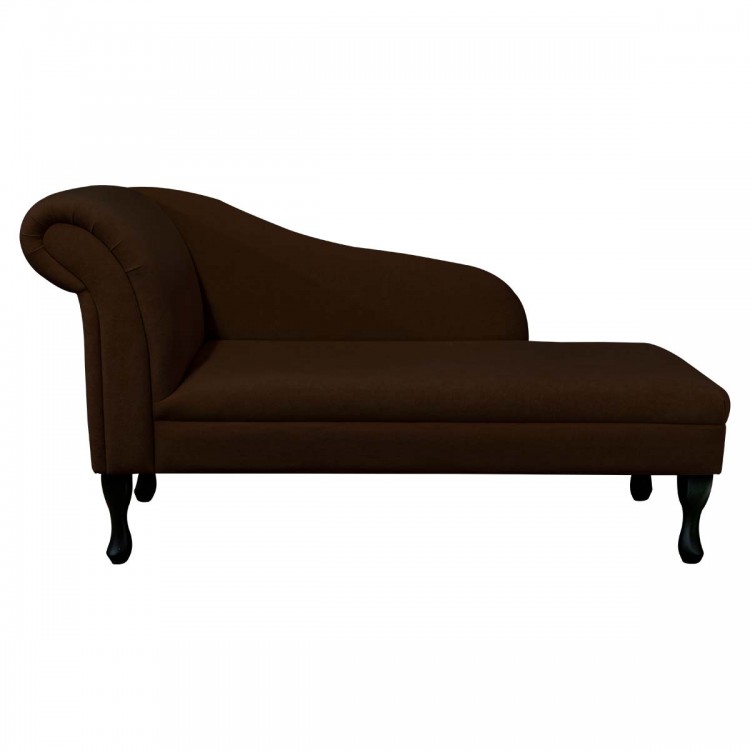 Medium Chaise Longue in Plush Chocolate Brown Fabric | Beaumont