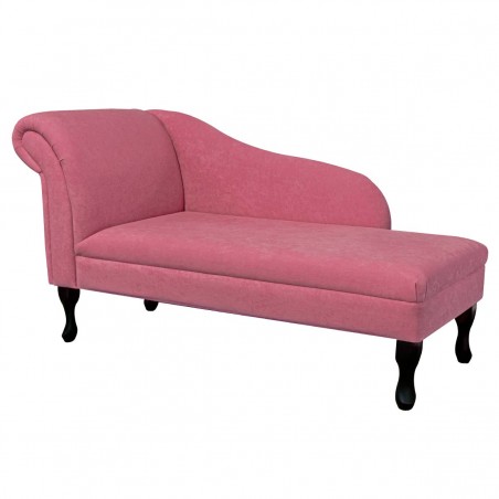 Medium Chaise Longue in Plush Flamingo Pink Fabric | Beaumont