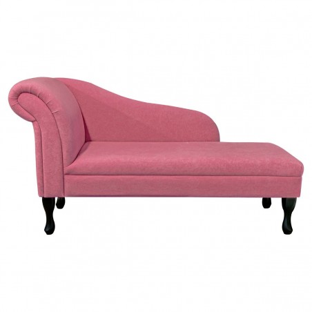 Medium Chaise Longue in Plush Flamingo Pink Fabric | Beaumont