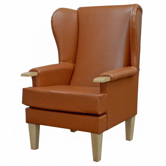 Kensington Orthopaedic Armchair in a Saddle Faux Leather Vinyl  - Hospitality & Care Edition