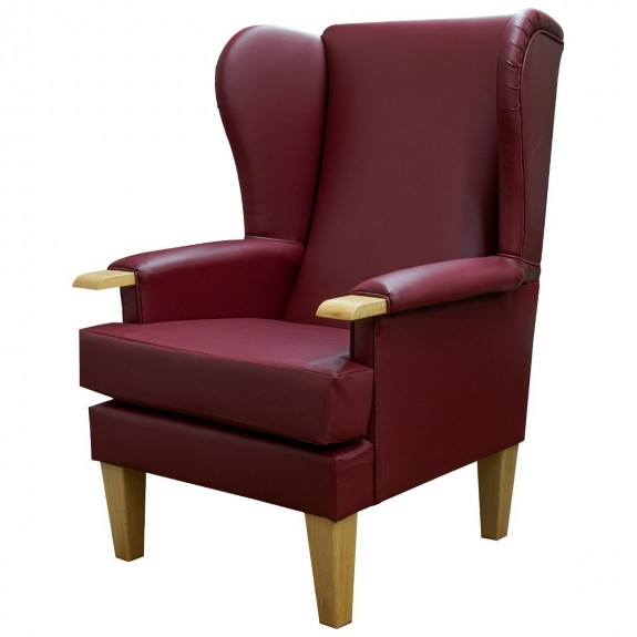 Kensington Orthopaedic Armchair in a Red Apple Faux Leather Vinyl  - Hospitality & Care Edition
