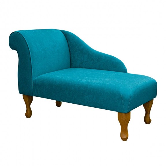 Small Mini Chaise Longue in a Plush Light Blue Fabric | Beaumont